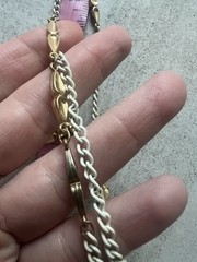 Vintage Napier Signed Gold and White Link Long Chain Necklace 60” !! H3
