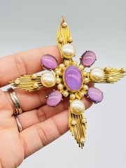 Rare Vtg PARIS HOUSE LONDON Made In England Couture Maltesse Cross Brooch Pin
