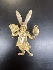 Kirks Folly Alice In Wonderland Folly White Rabbit Pin Brooch 3″ Enamel Crystal