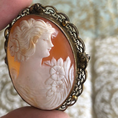 Beautiful Shell Cameo Brooch / Pendant , Vintage or Antique, Filagree Bezel