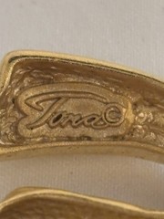 Vintage Signed Tona Gold Tone Modernist Brooch Two Toned Finish