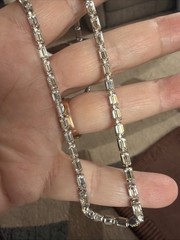 Vintage Baguette Necklace Jeweled Choker Crystal Rhinestone 16.5” Silver Tone