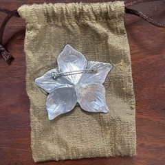 Lois Hill Sterling Silver Flower Brooch Pin, Nature Theme, With Pouch