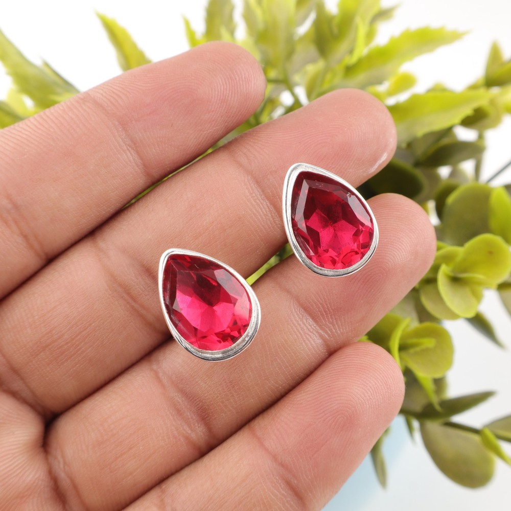 Pink Rubellite Stone 925 Sterling Silver Father Gifts Luxury Cufflinks Jewelry