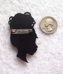 Vintage Wearable Art Fashion Black Lady Hand Layered Acrylic Pin or Brooch – NOS