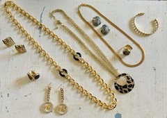 Vintage To Now Gold Tone Wearable Costume Jewelry Lot 9 Pieces