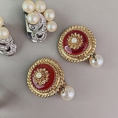 Vintage Clip On Earrings Lot of 4 Marvella Napier Sarah Coventry Faux Pearl