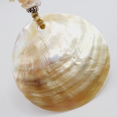 Natural Polished Shell Pendant MOP Abalone Irregular Chip Strand Vtg Necklace