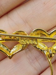 Vintage Heart Brooch Charm Holder Signed P.S.C.O.