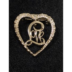 Vintage Gerry’s Gold Tone Love Heart Brooch Pin Rhinestone Accent Signed