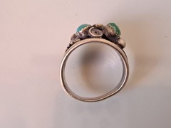 Old 925 Silver Ring With Turquoise Stones, Ring Size 62 (19.7 mm)