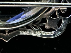 Antique Rhodium Plated Filigree Silver Tone Art Deco Clear Stone Pin Brooch