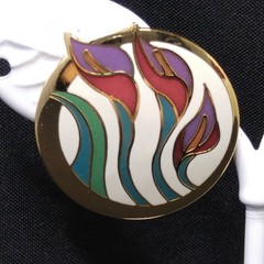 Laurel Burch “Lilies For Les” Floral Post Earrings, Gold Plated, 1980s Vintage