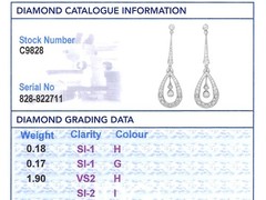 Antique Art Deco 2.25Ct Diamond and Platinum Drop Earrings Circa 1930