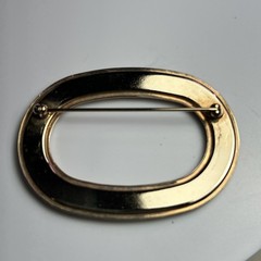 Vintage Mid-Century Oval Rhinestone Brooch Gold-Tone Pin 1950s–1970s Simplistic