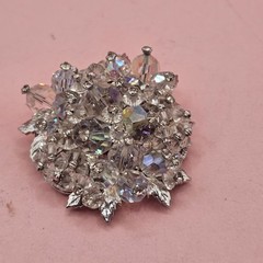 Vintage Signed Vendome Aurora Borealis AB Crystal Rhinestone Flower Brooch Pin