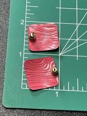 Vintage Pink Salmon Textured Enameled Metal Earrings