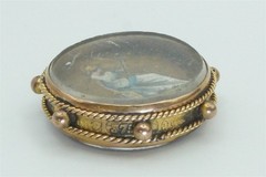 ANTIQUE ENGLISH 9K GOLD ENAMELLED VICTORIA GROAT 4d COIN FOB CHARM c1837