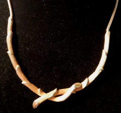 Vintage Mid Century Modern Brushed Gold Plated 80s Choker Necklace Signed OF