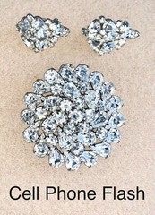 ANTIQUE LARGE 2.25″ Diameter WEISS BROOCH & MATCHING EARRINGS
