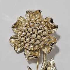 Vintage Coro Jewelcraft LARGE Sunflower Brooch 3.75 Inches