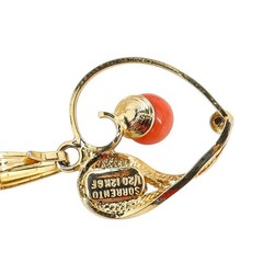 Vintage Gold Filled Heart Necklace W Coral Signed Sorrento Pendant, W.E.H. Chain