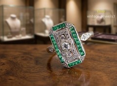 Lab Created 1.60CT Round Cut Diamond Vintage Art Deco Ring 14K White Gold Finish