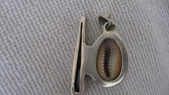 Vintage Sterling Silver/ Shell MODERNIST Heavy Pendant Stamped