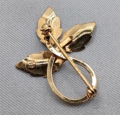 Vintage Van Dell Leaf Brooch Pin 12K Gold Filled Textured & Polished Finish