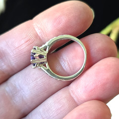 Vintage Silver Plated Simulated Amethyst CZ Gems Cocktail Ring sz 5