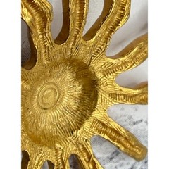 Matte Gold Sun Face Dangle Earrings 2″ Drop Celestial Signed Avon