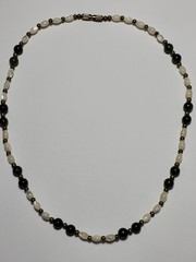 Vintage Green And White Beaded Necklace Natural Gemstones Brass Wire & Beads
