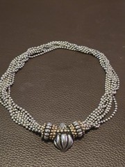 Necklace Choker 8 Strand Bead Link Ball Chain with mid pendant