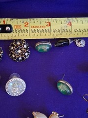 7 Pairs Pierced Earrings 1990’s 2000’s Palm Trees Enamel Rhinestone