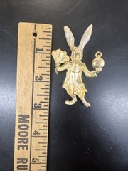 Kirks Folly Alice In Wonderland Folly White Rabbit Pin Brooch 3″ Enamel Crystal