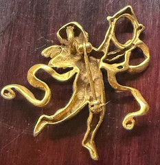Signed MMA Vintage Gold Tone Cherub Brooch or Pendant Metropolitan Museum of Art