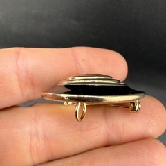 Vintage Signed Brooch and Clip On Earrings Set Gold Tone Enamel