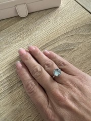Pandora Sterling Silver 925 Blue Topaz Poetic Droplet Ring Size 7 (54)