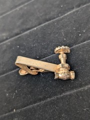 Vintage Mercury Industries Crane Valve Pipe Advertising Tie Bar Clip Gold Tone