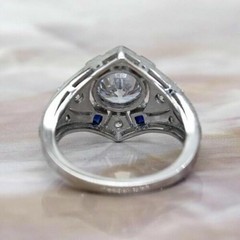 Antique Art Deco 2.30Ct White Diamond Vintage Wedding Ring 14K White Gold Plated