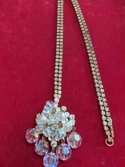 Vintage D&E JULIANA ab rhinestone Crystal cluster 26″ NECKLACE 2″Brooch/Pendant