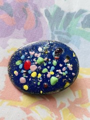 Vintage Abstract Enamel On Copper Multicolor Brooch Confetti Art MCM Brutalist