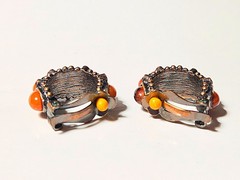 RJ Graziano Natural Stone and Silvertone Hoop Clip Earrings