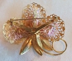 Vintage Pink Glass Costume Brooch, Earrings, Bracelet