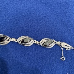 Vintage Bracelet Signed Sorrento Sterling Silver With Hematite Stones