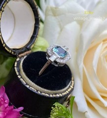 Vintage Style 2CT Asscher Cut Genuine Aquamarine Wedding Halo Ring 14K Gold Over