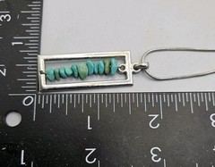 Vintage Cookie Lee Pendant Necklace Faux Turquoise Southwestern Silver Tone