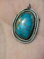 sterling silver blue/green turquoise pendant