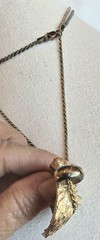 Diamond Cut Lion Head gold tone Pendant and 925 Italy Chain 28 In Vintage Read