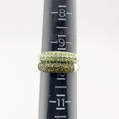 Vtg Ring Set 2pc Sz 10 Green Cubic Zirconia Stackable 18KGE Fashion Jewelry S#G1